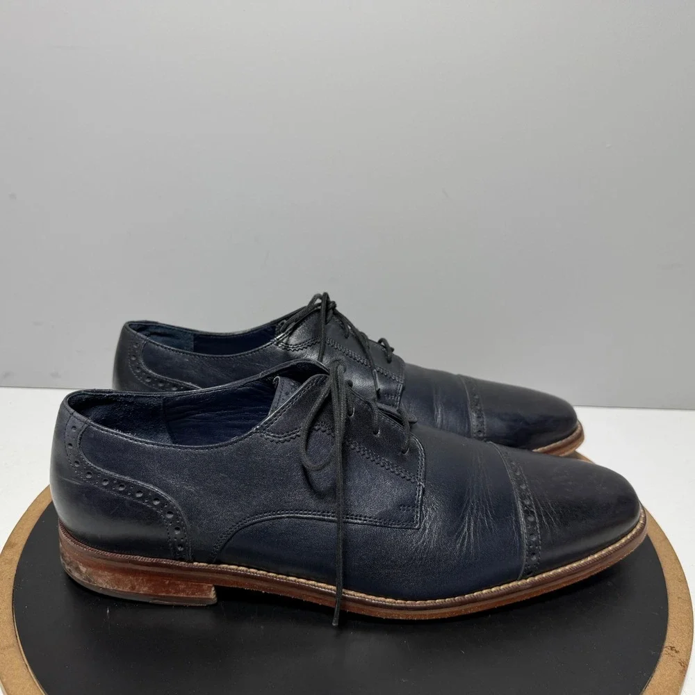 Cole Haan Kennedy Grand Cap Toe Oxford Men 12 Navy Blue Leather‎ Quiet Luxury